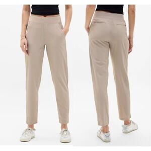 Athleta Brooklyn Ankle Pants Womens 16 Beige Stretch Pockets Travel Athliesure